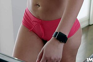 Vanessa Cage Feels Trainer's Hard Cock Rubbing Her Shaved Pussy In Cage?