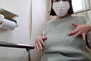 Married Japanese bride masturbates wildly in wedding toilet full vid