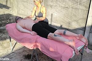 Mommy milf gropes huge cock machine fucks wet pussy in taboo massage