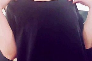 Sexy milf strips leather lingerie teasing POV
