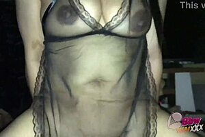 Big Tits Indian Milf Bounces in See-Through Black Lingerie