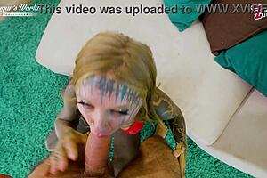 Behind scenes, tattooed Trinity gets POV creampie from lustful quickie fuck