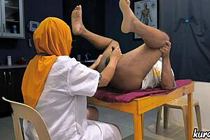 muslim hijab doctor checks patient's small cock thoroughly
