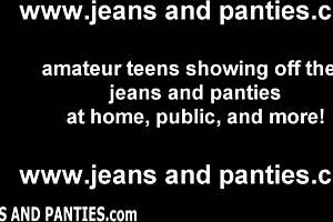 ripping off tight jeans for neighbor striptease!