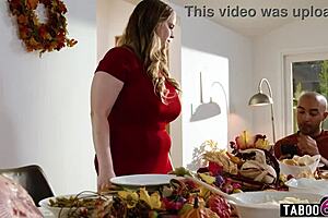 thanksgiving with bbw stepmom codi vore feeding her black stepson