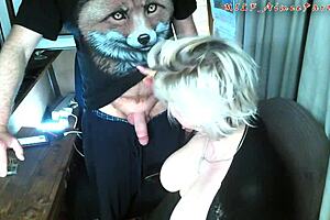the old fox grabs my young tits and i suck his cock so gratefully on the balcony... mmm!