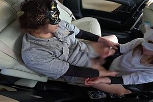 Japanese milf gives sloppy blowjob then fucks hard in car before work shift