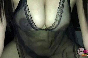 Big Tits Indian Milf Bounces in See-Through Black Lingerie