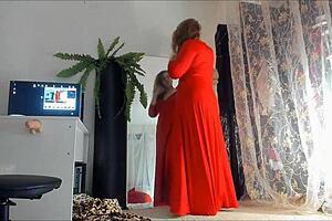 hey curvy milf sonya, tease us more in that long red dress upskirt mirror pose...