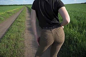 Sexy Milf Teases Tight Panties Jeans Lines Outdoors Ass Worship