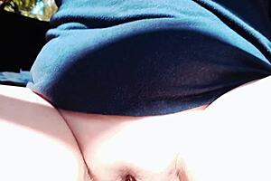 mature blonde squats outdoor flashing meaty shaved gaping cunt 🍑💦