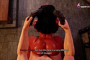 demon queen 😈 feels warrior's monster cock pounding her big ass from behind 🔥