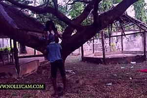 He drags her up trees for rough hardcore pussy pounding session