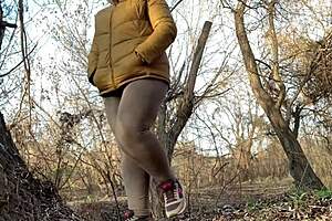 Mature hairy bbw milf squats pees wet pussy closeup legs spread