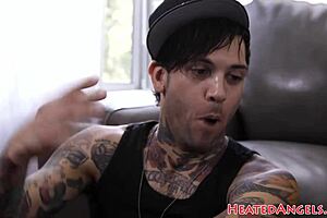 busty emo milf with piercings tattoos fake tits gets passionately banged doggystyle spooning in group fetish scene