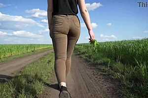 Sexy Milf Teases Tight Panties Jeans Lines Outdoors Ass Worship