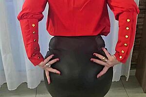 Wanna see my huge ass after I peel off leather skirt and nylons?