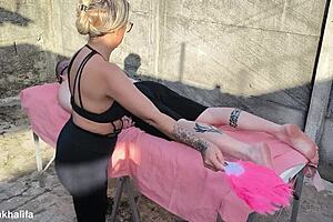 Mommy milf gropes huge cock machine fucks wet pussy in taboo massage