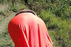 madrasta flashes big ass publicly in forest voyeur thrill pt01