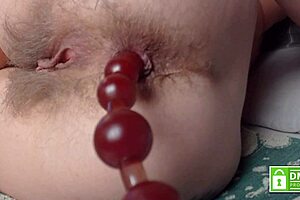 Pushing Huge Anal Beads from Sexy Hairy Asshole Hands-Free!