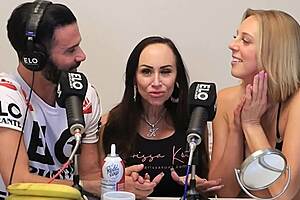 blonde and brunette share creamed banana in tanned spanking casting fun