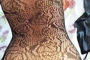 fishnet milf gets creampied fucked over and over again