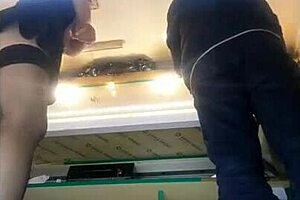 i can't stop staring at this milf's shaved pussy upskirt at work