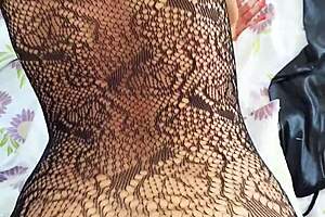 fishnet milf gets creampied fucked over and over again