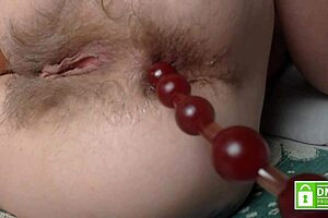 Pushing Huge Anal Beads from Sexy Hairy Asshole Hands-Free!