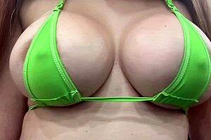 italian milf artemisia love bounces big natural tits in bikini