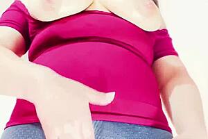 Esposa tetona's huge cameltoe pussy masturbation in leggings for neighbor cock?