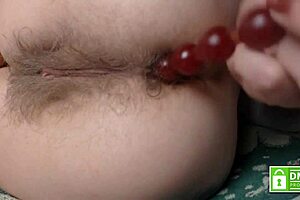 Pushing Huge Anal Beads from Sexy Hairy Asshole Hands-Free!