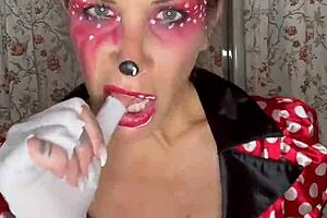 Milf slut destroys her pussy with XXL dildo in solo webcam frenzy!