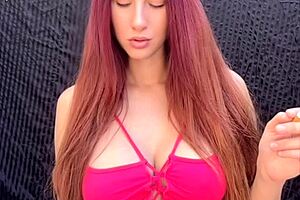 Artemisia loves her hot outdoor smoking session in bikini?