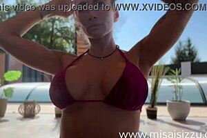 Busty MILF Bikini Try-On Haul Poolside Review