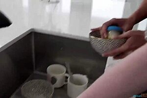 sexy milf armani black's candid outfits lead to wild kitchen stepson pounding