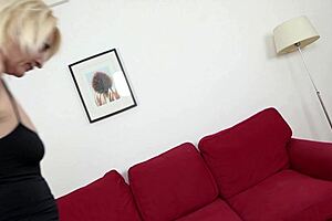 Blonde granny adriana gapes shaved asshole wide pushes out thick interracial creampie jizz