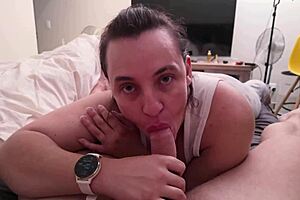 naughty young milf wife swallows pov cum closeup