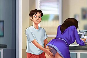 Fucking milf stepmom debbie doggystyle creampie kitchen summertime saga full!