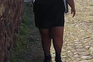 Look at my huge tits bouncing see through in park for monster bbc craving!