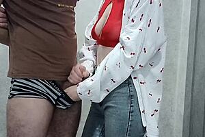 i love jerking my stepson's cock in lingerie, sexy mature massage orgasm