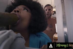 Mommy's Pregnant Ebony Fucked Hard With Sticky Creampie