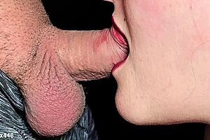 Mommy gulps stream of sperm deep down her throat close-up.