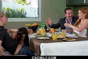 stepmom's big tits played by stepson while making breakfast milf cowgirl bdsm slave