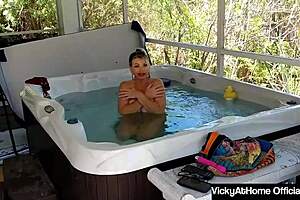 oh man vicky vette's big tits bounce while sucking huge cock in hot tub!!