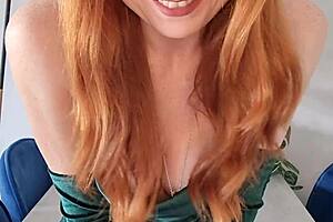 redhead milf rams double dildo toys deep in ass pussy dirty talk orgasm