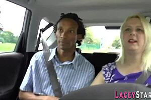 Gran teams with british blonde for interracial suck and fuck threesome