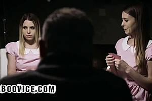 bratty babes spank and lick step-grandpa's cock in rough threesome 😏💦