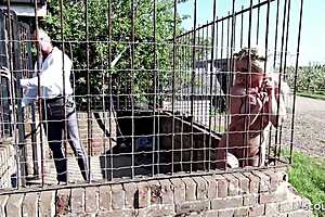 Victoria Summers Big Tits Caged Slave Deepthroats In Outdoor BDSM Fuck