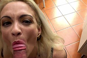 young italian guy bent over bedroom bed as hot mature milf fucks him doggystyle
